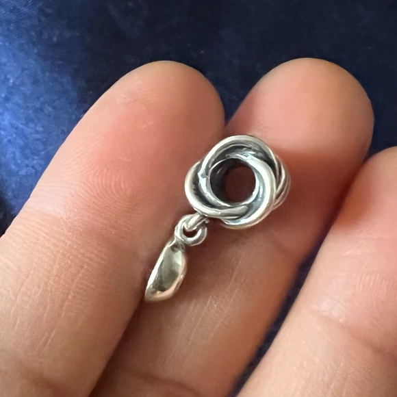 Retired Pandora Tied Together Sterling Silver Dangle Charm With Pink Amethyst - Picture 5 of 11